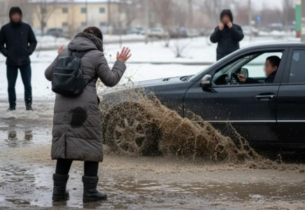 Жол бойындағы лай суды әйелге шашып кеткен жүргізуші жазаға тартылды