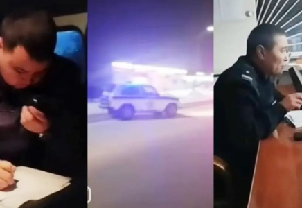 Жаңа жылдық кештен кейін далаға жейдешең шығып кеткен азамат полицияны аяғынан тік тұрғызды (ВИДЕО)