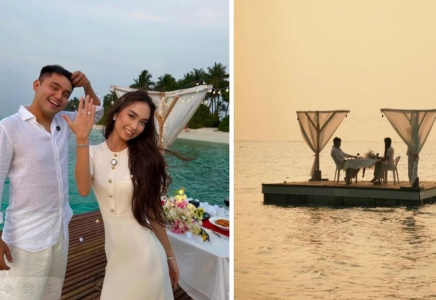 Жанболат пен Жазираның ұлы Мальдив аралдарында сүйіктісіне үйленуге ұсыныс жасады