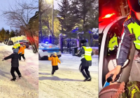 Астанада полицейлер мен балалар қар атысып ойнаған (ВИДЕО)