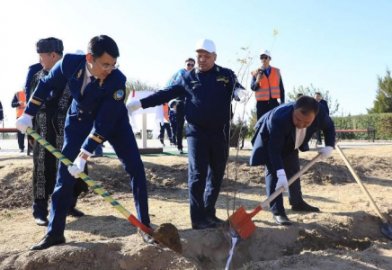 ТҮРКІСТАН: Арыстық теміржолшылар ағаш отырғызды