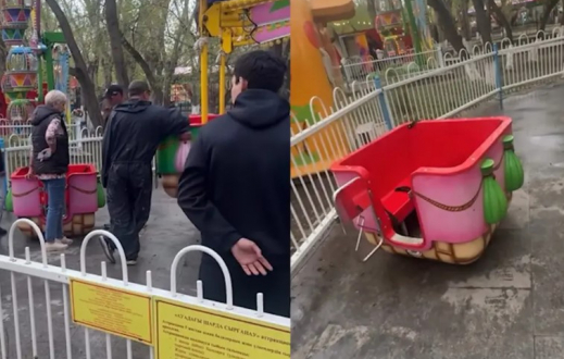 «Екі қызымды езіп кете жаздады»: Астанадағы Орталық саябақта балалар мінген аттракцион үзіліп кеткен (ВИДЕО)