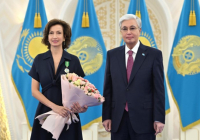Мемлекет басшысы ЮНЕСКО-ның бұрынғы Бас директоры Одрэ Азулені Qoja Ahmet Yasaui орденімен марапаттады