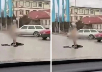 Жамбыл облысында ер адам көшеде тыр жалаңаш жүрген (видео)