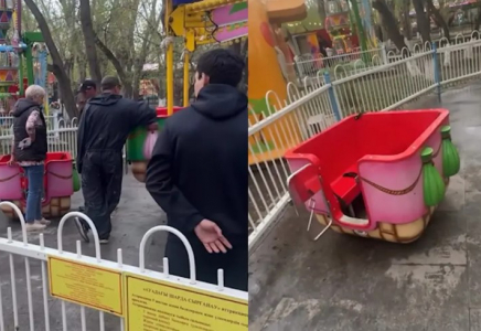 «Екі қызымды езіп кете жаздады»: Астанадағы Орталық саябақта балалар мінген аттракцион үзіліп кеткен (ВИДЕО)