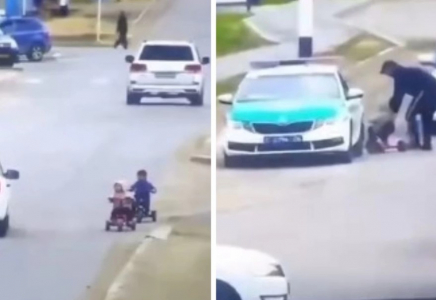 Атырау облысында үш жасар балалар көлік жолына шығып велосипед теппек болған