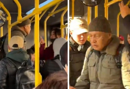 Алматыда ер адам автобуста телефонмен қатты сөйлескен әйелді ұрып жіберді (видео)