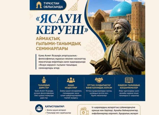 Түркістан облысында «Ясауи керуені» аймақтық ғылыми-танымдық семинарлары өтеді 