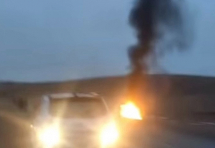 ​Қарағанды облысында инкассатор көлігі отқа оранды