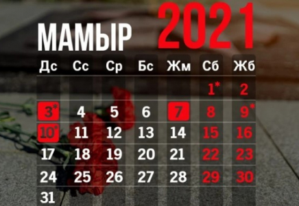 Қазақстандықтар мамыр айында 13 күн демалады