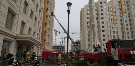 Шымкентте 25 қабатты тұрғын үйдегі шартты өртті сөндіру пысықталды