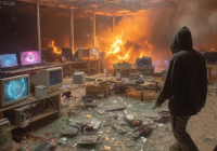 Сауда орталығының мүлкін қиратып, өртеп жіберген қазақстандық 8 жылға сотталды